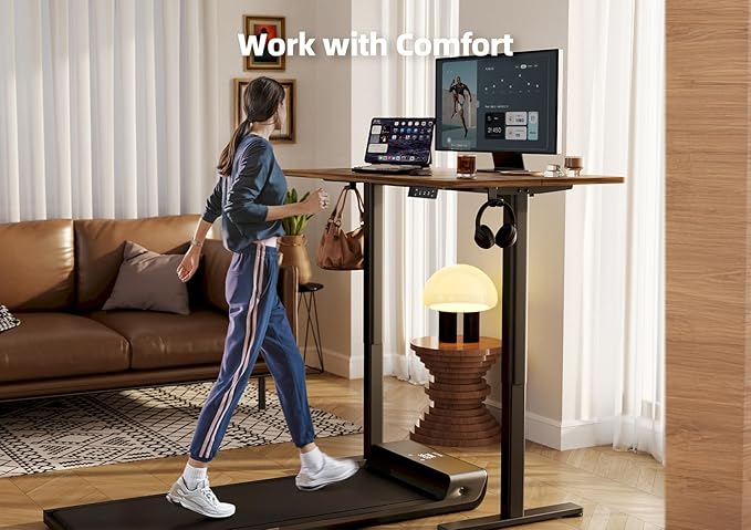 YDN Electric Standing Desk Adjustable Height, 40 x 24 Inches Stand up Desk with Cable Management, Home Office Desks with Splice Board & Black Frame, Rustic Brown Top