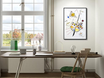 Wieco Art Framed Canvas Wall Art Delicate Tension #85, 1923 by Wassily Kandinsky Famous Classic Paintings Abstract Reproductions Canvas Wall Art for Home Office Decoration