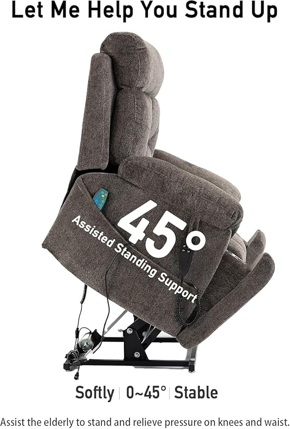 26in Extra Large Lazy Boy Recliner Chair for Tall Men Up to 6'2"/350lb Adjustment Power Lift Recliner Chair with Cupholder, Massage Chair Recliner with Lumbar Heating