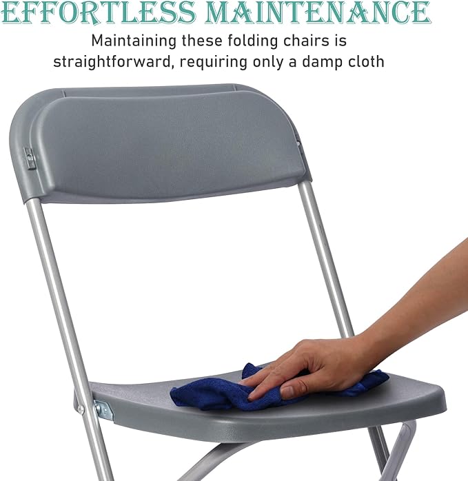20 Pack Plastic Grey Folding Chairs,Portable Party Chairs Stackable Commercial Seats with Steel Frame for Office Home Outdoor Indoor Wedding Party Patio Dinning Events,350lbs Capacity
