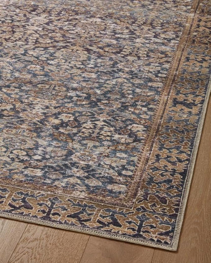 Loloi Amber Lewis Georgie Collection GER-05 Denim/Spice 3'-9" x 5'-6", .19" Pile Height, Accent Rug