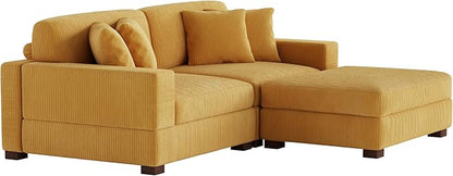 Modular Sectional Couches for Living Room, Modern Loveseat 2-Seater Sofa Couch with Ottoman, Upholstered Couches for Living Room Bedroom, Orange