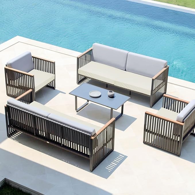 Easy-Going Waterproof Patio Cushion Covers 22x20x4 inch 4 Pack Replacement Non-Slip Outdoor Seat Cushion Slipcover with Zipper. Cream