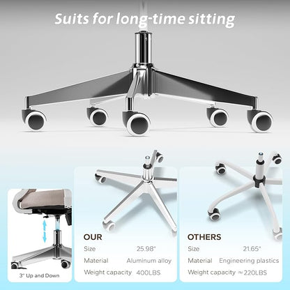 Ergonomic Office Chair with Adjustable Lumbar Support & Flip-Up Armrests - High Back Computer Desk Chair with Thickened Seat Cushion, Rolling Wheels for Home/Office Study Work (05khaki)