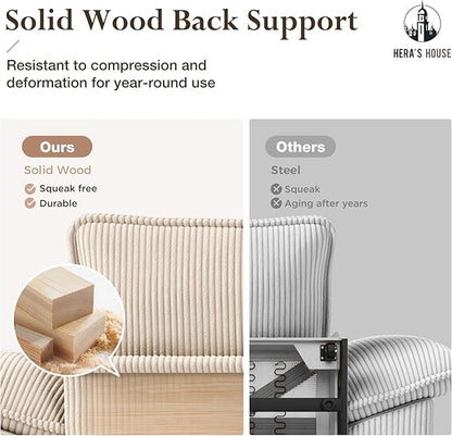 HERA'S HOUSE 158" Modular Sectional Sofa, Oversized U Shaped Couches for Living Room, Comfy Cloud Couch with Ottoman, 6-Seater Deep Seat Sofa with Throw Pillow, Corduroy Beige