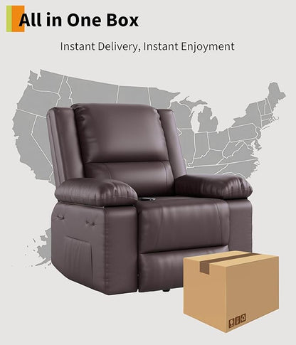 GarveeHome Power Lift Recliner Chair - Heat and Massage, PU Leather Electric Lift Recliner for Elderly & Mobility Impaired, Adjustable Back and Legs, Heavy Duty Lift Chair for Seniors
