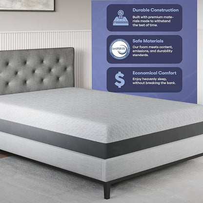 Celestial Sleep Gel Memory Foam Mattress in a Box, Made in The USA, CertiPUR-US® Certified Foam, Oeko-Tex, and Fiberglass-Free Certified Bed, 10 inch Medium - Full