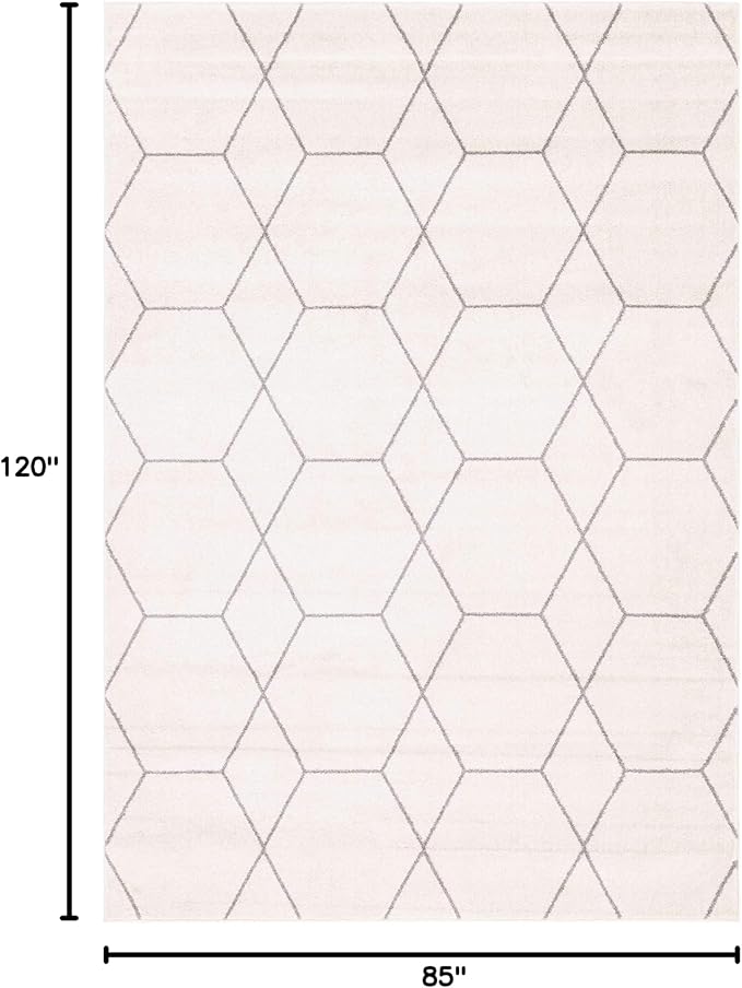 Unique Loom Trellis Frieze Collection Area Rug - Geometric (7' 1" x 10', Ivory/ Gray)