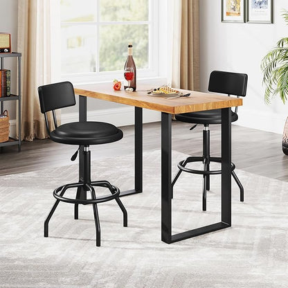 COSTWAY Adjustable Height Bar Stools Set of 2, 360 Degree Swivel, Modern Guitar Stool for High Ergonomic Seating, with PU Leather Cushion, Heavy Duty Steel Frame for Bar, Shop and Music, Garage, Black