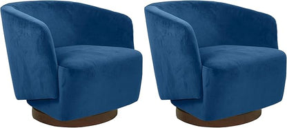 MINCETA Accent Chair,Modern Swivel Chairs for Living Room Reading and Bedroom with Wood Base,Set of 2,Velvet in Navy