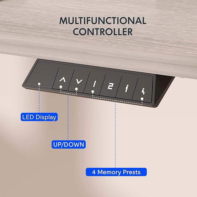 FLEXISPOT EN1 One-Piece Standing Desk 55 x 28 Inches Height Adjustable Electric Desk (Silver Frame + Grey Wood Grain Top, 2 Packages)