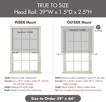 Madison Park Galen Cordless Roman Shade, 39"W x 64"H, Sheen Grey – Room Darkening, Thermal Insulated, Energy Efficient Window Blind with Subtle Sheen Basketweave Fabric for Privacy