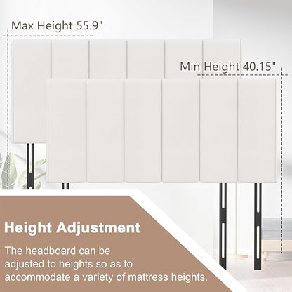 HAOBO Home Upholstered Headboards Foldable Queen/Full Faux Leather Panels with Height Adjustments-White