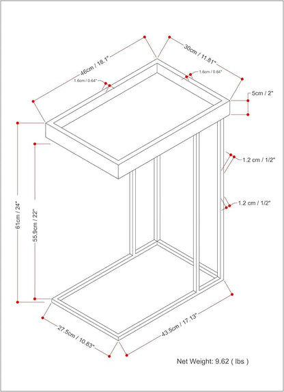 SIMPLIHOME Gallagher SOLID MANGO WOOD and Metal 12 inch Wide Rectangle Industrial C Side Table in Natural, Fully Assembled for the Living Room and Bedroom