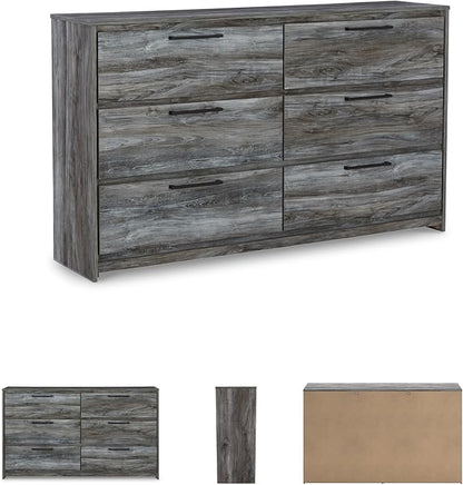 Signature Design by Ashley Baystorm Rustic Coastal 6 Drawer Dresser, Smoky Gray