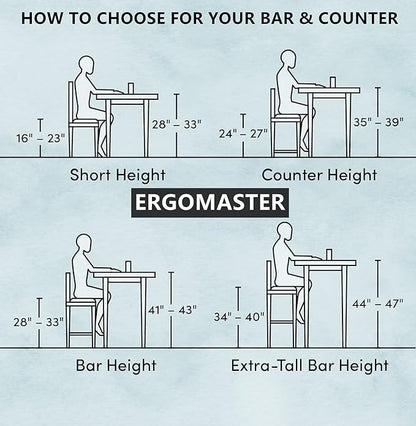 ERGOMASTER Swivel Counter Height Barstool 24 Inch Seat Height Bar Chair Cappuccino X Open Back （ 24 Inches, Set of 2）
