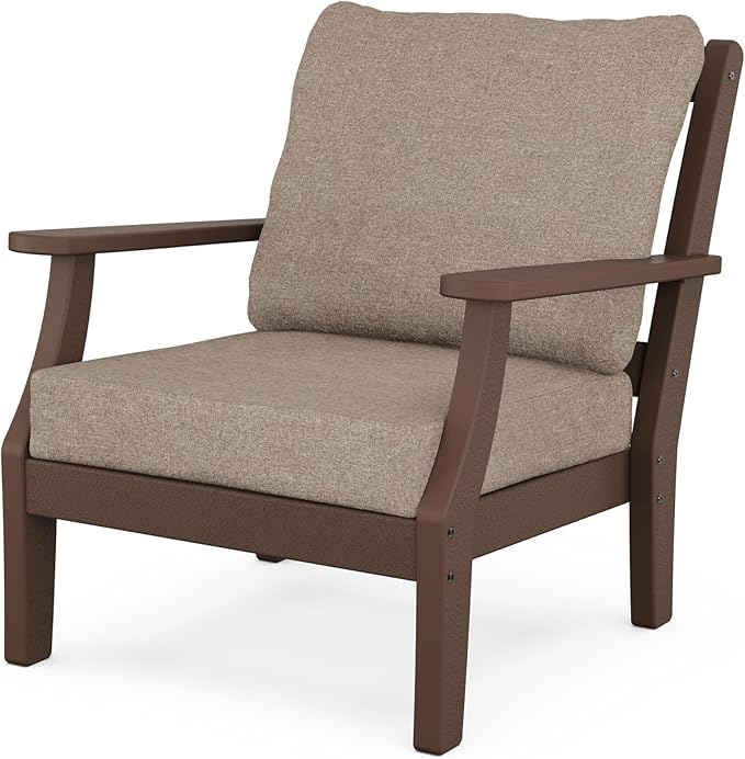 Martha Stewart by POLYWOOD® Chinoiserie Deep Seating Chair in Mahogany/Spiced Burlap