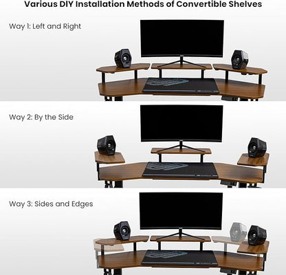 EUREKA ERGONOMIC Aero 55 Inch W Shaped Electric Standing Desk, Height Adjustable Computer Gaming Desk with LED Monitor Shelf, Mouse Pad, Headphone Hook, Cup Holder, Dark Walnut
