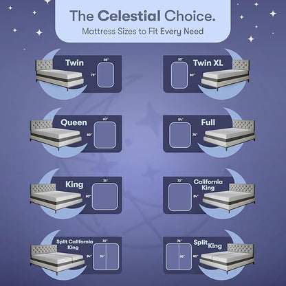 Celestial Sleep Gel Memory Foam Mattress in a Box, Made in The USA, CertiPUR-US® Certified Foam, Oeko-Tex, and Fiberglass-Free Certified Bed, 10 inch Medium - Twin