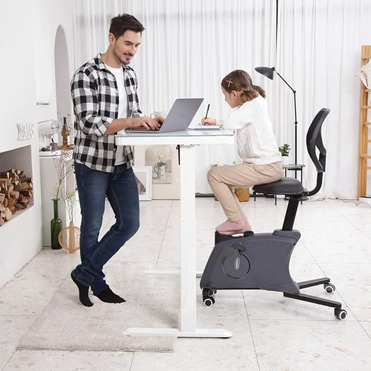 FLEXISPOT Electric Pure Glass Standing Desk with Drawer Desktop & USB Charge Ports, 48" Ergonomic Height Adjustable Sit to Stand Desk for Home Office (White, Glass)