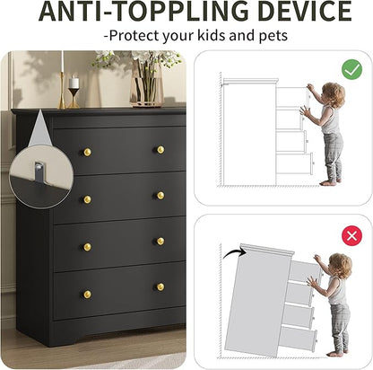 Black Dresser for Bedroom, 8 Drawer Dresser with Large Drawers, 55 Inch Wide Wood Chest for Living Room, Hallway
