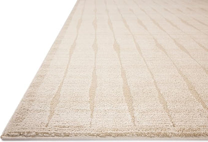 Loloi Chris Loves Julia Calvin Collection CLV-02 Ivory/Oatmeal 6'-3" x 9'-6" Area Rug Checkered Neutral Soft Living Room Bedroom Carpet