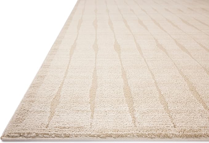 Loloi Chris Loves Julia Calvin Collection CLV-02 Ivory/Oatmeal 7'-10" x 7'-10" Round Area Rug Checkered Neutral Soft Living Room Bedroom Carpet