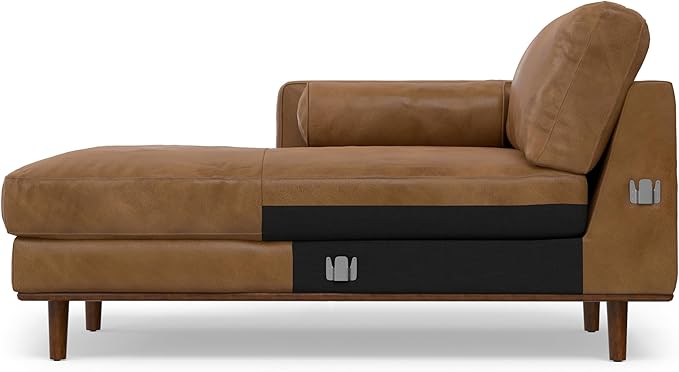 SIMPLIHOME Morrison Left Sectional Sofa in Full-Grain Genuine Leather, Caramel Brown, 102-inches Wide, L-Shaped Leather Couch with Left Chaise for The Living Room and Family Room