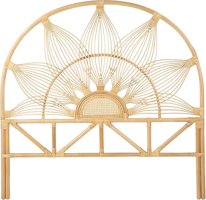 Kouboo Sunflower Rattan Full Headboard Bedroom Bedroom Furniture Headboard Full Size Tropical Decor Bohemian Decor Natural