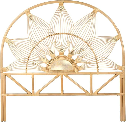 Kouboo Sunflower Rattan Full Headboard Bedroom Bedroom Furniture Headboard Full Size Tropical Decor Bohemian Decor Natural