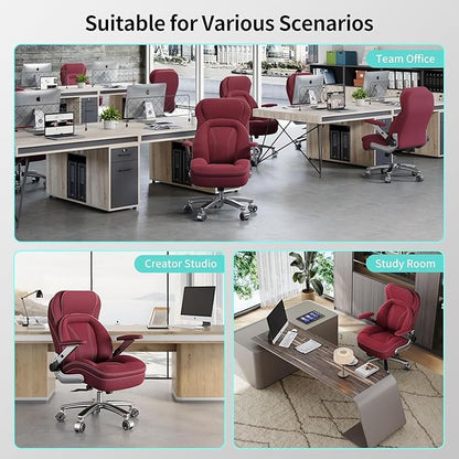 Big and Tall Office Chair, 600lbs Heavy Duty Desk Chair with 5D Arms, Adjustable Lumbar Support & Height, Tilt Function, Fabric High Back Ergonomic Executive Computer Chair with 3'' Casters