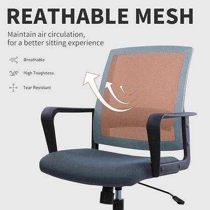 CLATINA Ergonomic Office Chair - Mesh Desk Chair with Lumbar Support, Rolling Comfortable Computer Chairs with Arms for Home Conference, Gray 1 Pack
