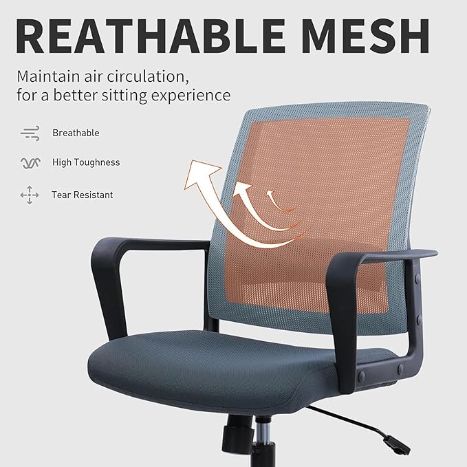 CLATINA Ergonomic Office Chair - Mesh Desk Chair with Lumbar Support, Rolling Comfortable Computer Chairs with Arms for Home Conference, Gray 8 Pack