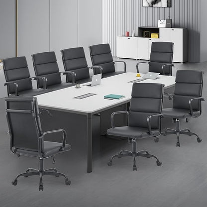 Office Chair, Ergonomic Adjustable Desk Chair, Mid Back Executive Comfortable Leather Lumbar Support Home Computer Chair with Padded Seat Swivel Wheels