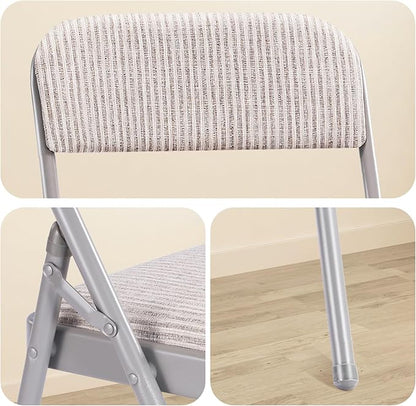 2 Pack Folding Chairs with Fabric Padded Cushion and Back, Commercial Grade Metal Chairs with Comfortable SOFT Fabric Cushion for Home and Office, for Indoor and Outdoor Events (2, White-Fabric)
