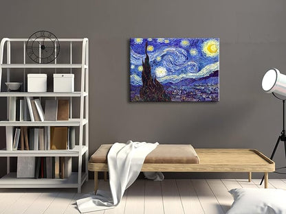 Wieco Art Starry Night Abstract Canvas Prints Wall Art of Van Gogh Famous Artwork Modern Gallery Wrapped Classic Sky Star Pictures Artwork for Living Room Home Office Decorations