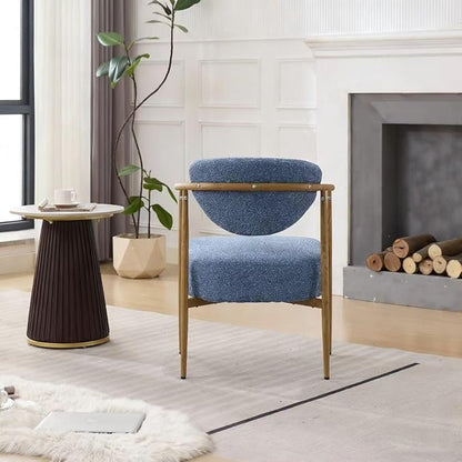 Modern Accent Chair, Blue Teddy Velvet Armchair with Wood Grain Metal Frame, Comfortable Single Seating for Living Room, Dining Room, Bedroom, and Cafe, 24.8" W x 24.8" D x 29.1" H