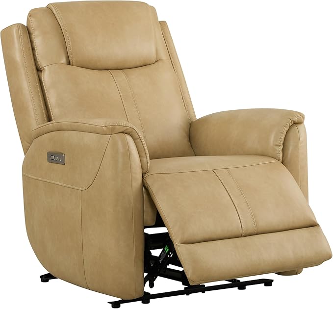 CHITA Super Zero Gravity Power Recliner Chair for Adults, Electric Faux Leather Recliner with USB & Type-C Charging Ports for Living Room, Bedroom & Home Theater Relaxation, Tan