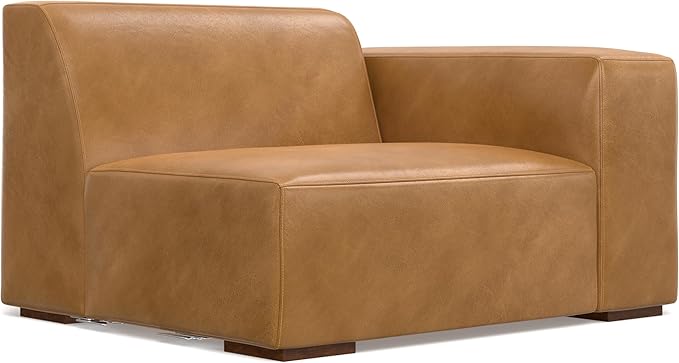 SIMPLIHOME Rex 2-Seater Modular Sofa in Full-Grain Genuine Leather, Sienna, 88-inches Wide, Handcrafted Leather Loveseat Sofa for Living Room