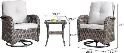 HUMMUH 5-Piece Patio Furniture Wicker Outdoor Conversation Set,All-Weather Rattan Swivel Chairs Bistro Set with Loveseat Coffee Table for Backyard,Poolside,Deck(Brown/Beige)