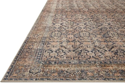 Loloi Amber Lewis Billie Collection, Ink & Salmon 2'-0" x 5'-0" Area Rug – Antique & Distressed Accent Rugs for Living Room, Bedroom, Entryway & Hallway, No Shed High Traffic Area Home Decor Rug