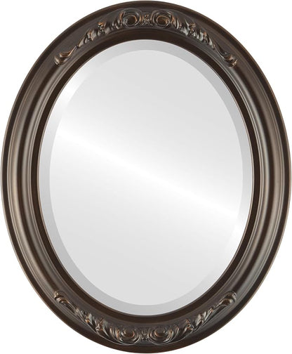 OVALCREST Oval Beveled Wall Mirror for Home Decor - Florence Style - Rubbed Bronze - 40" x 28"