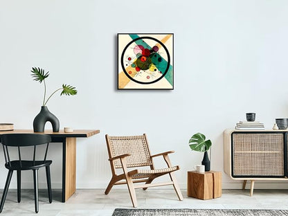 Wieco Art Framed Abstract Wall Art Canvas Prints Circles in a Circle, 1923 by Wassily Kandinsky Classic Art Oil Paintings Reproductions for Home Decoration