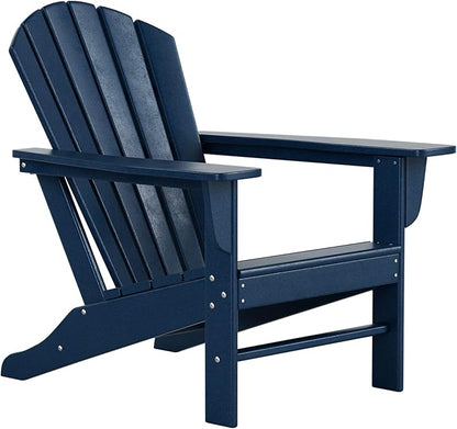 Costaelm Outdoor Adirondack Chair, HDPE Patio Chair, Weather Resistant Lawn Firepit Outside Chairs for Porch, Poolside, Garden, Backyard Deck, Navy Blue