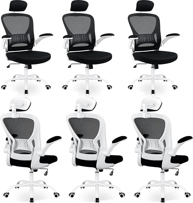 6 Pack Office Chair Ergonomic Desk Chair Comfort Adjustable Height with Wheels，Lumbar Support Mesh Swivel Computer Home Office Chair,Conference Room Chairs