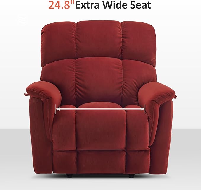 MCombo Large-Wide Dual Motor Power Lift Recliner Chair, Massage and Dual Heating for Elderly People, Infinite Position, Fabric R7166 (Burgundy)