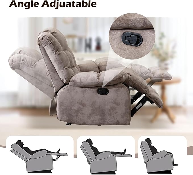 EBELLO Reclining Living Room Set, Includes One Seat Manual Recliner, Loveseat Recliner Sofa and 3PC Bonded Manual Sofa Couch, Brown