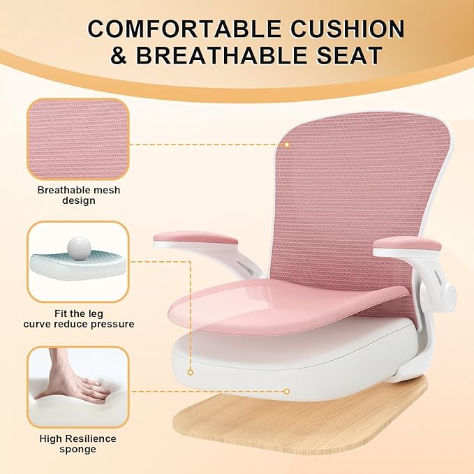 Synorla Office Chair, Ergonomic Desk Chairs 330LBS Capacity High Back Mesh Computer Chair with Flip-up Armrests, Comfy Work Chair with Adjustable Lumbar Support