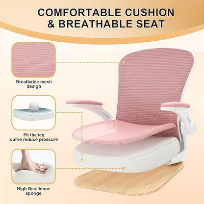 Synorla Office Chair, Ergonomic Desk Chairs 330LBS Capacity High Back Mesh Computer Chair with Flip-up Armrests, Comfy Work Chair with Adjustable Lumbar Support