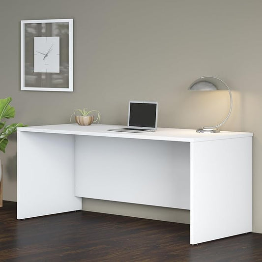 Bush Business Furniture Studio C 72W Computer Desk with Wire Management and Modesty Panel in White, Professional Table for Home Office and Corporate Office